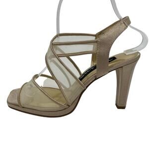 Vintage Nina Heels Velage Strappy Pale Gold Pumps Open‎ Toe Size 7.5